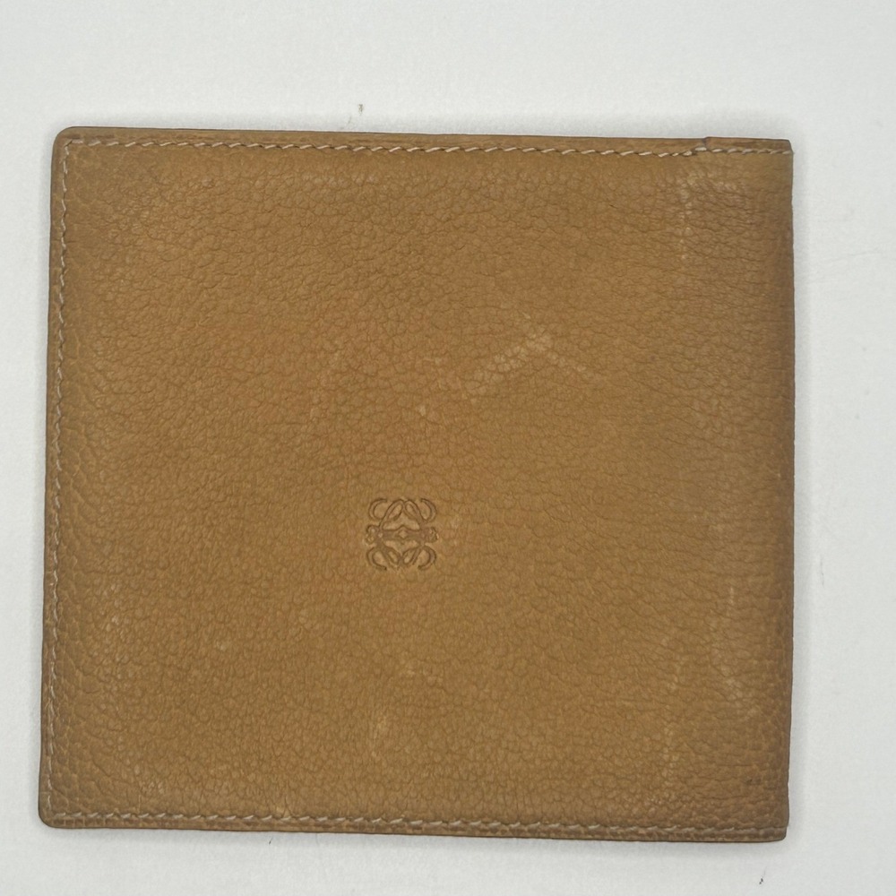 Loewe Vintage Tan Pebbled Leather Bifold Wallet Brown Interior Anagram Box#840